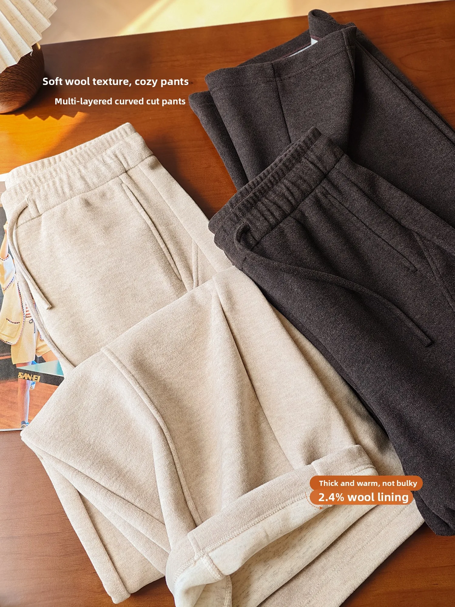 Casual Smooth Waist Elastic Waistband Stand Trim Bent Knife Rice Noodle Pants Ladies Comfortable Breathable Polyester Viscose