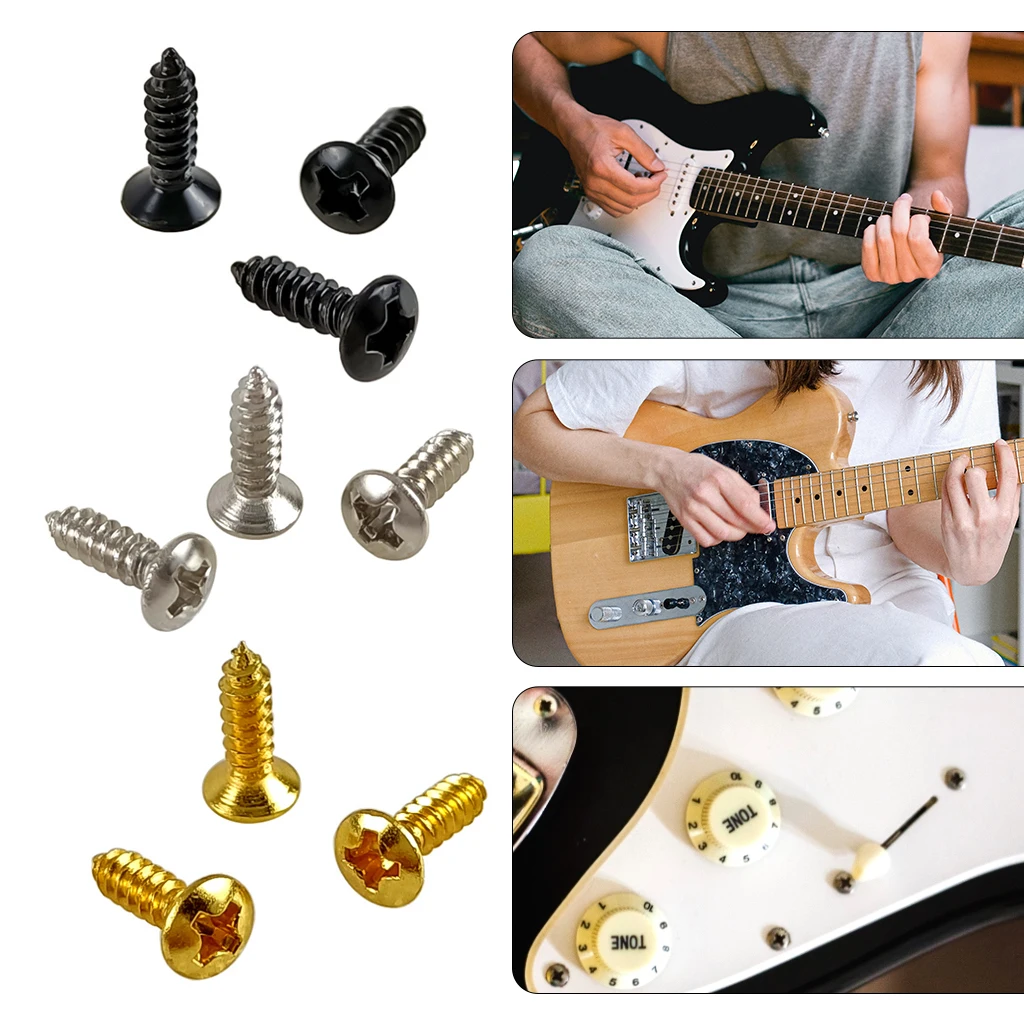 LOOK New Gold Pickguard Screws For ST TL Electric Guitar P/PJ Bass Mount DIY Luthier Tool Pickguard Screws 12mm* 3mm