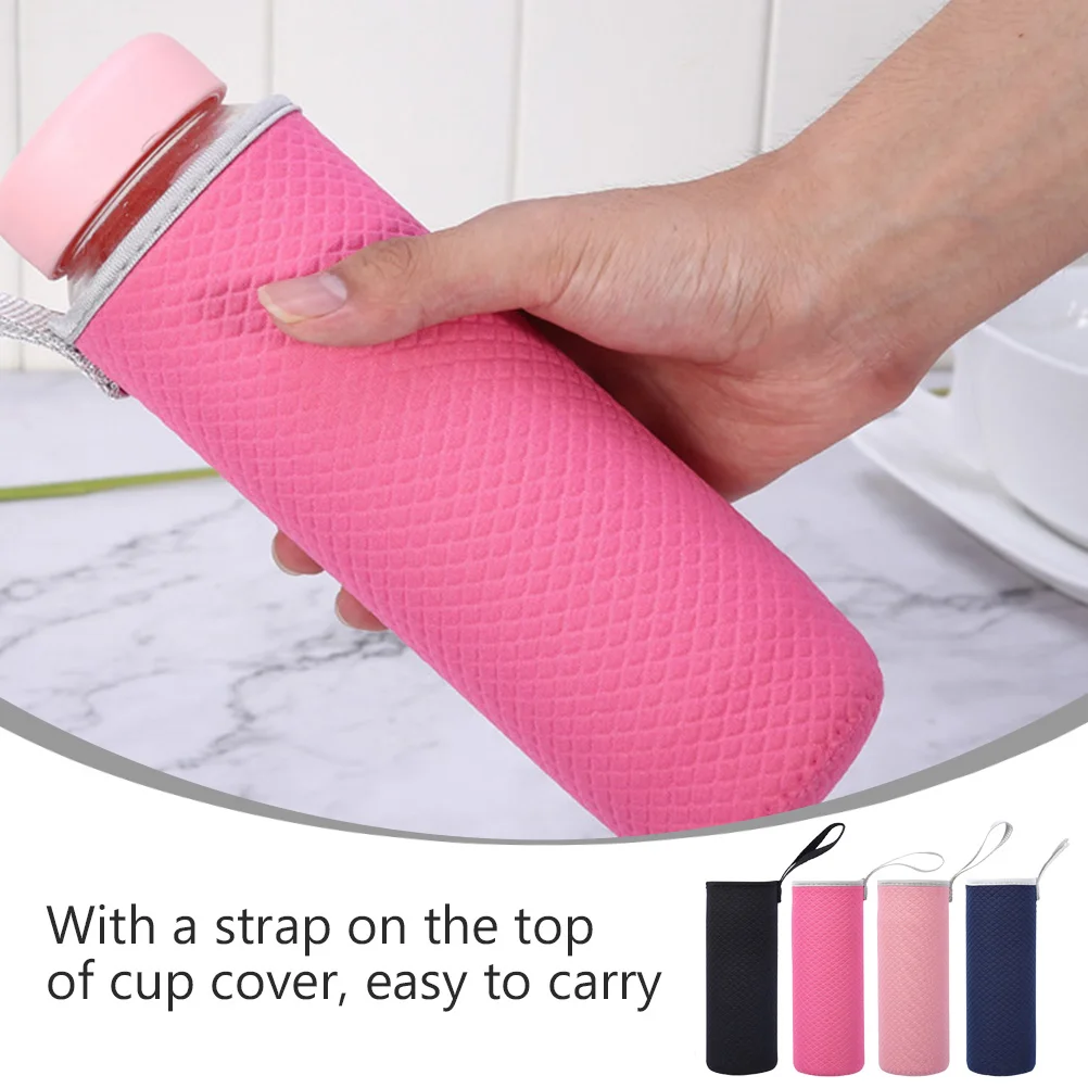 

4 pcs Insulated Water Bottle Case Cup Sleeve 550ML Glass Holder Travel Bag Artificial Fiber Soft Elastic No Deformation
