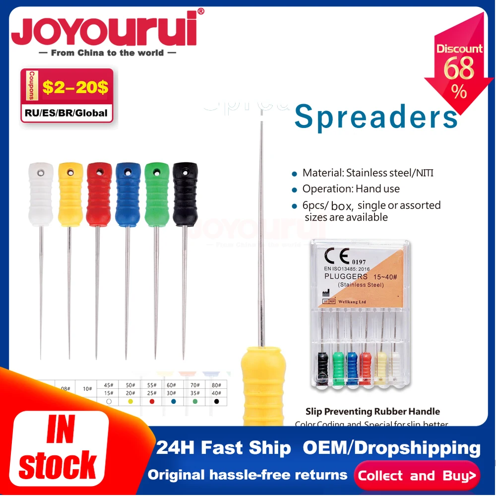 1 Pack Dental Spreaders Files Pluggers Stainless Steel for Condensating Gutta Percha Endodontic Files Endo Drills 21mm 25mm