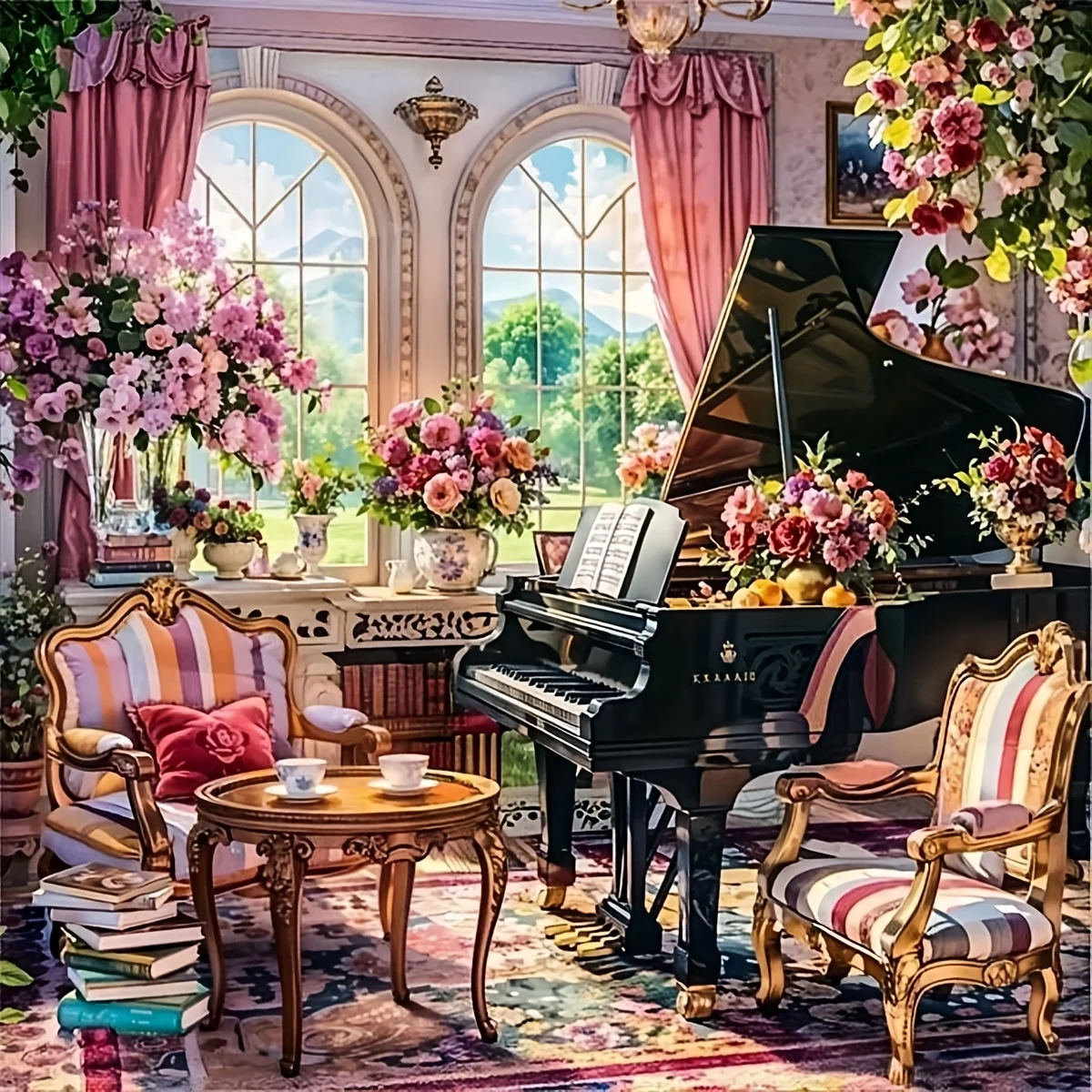 Pink Princess Room Jigsaw Puzzle 500/1024 PCS Holiday Stress Relieving Fun Games Home Decor Holiday Gifts
