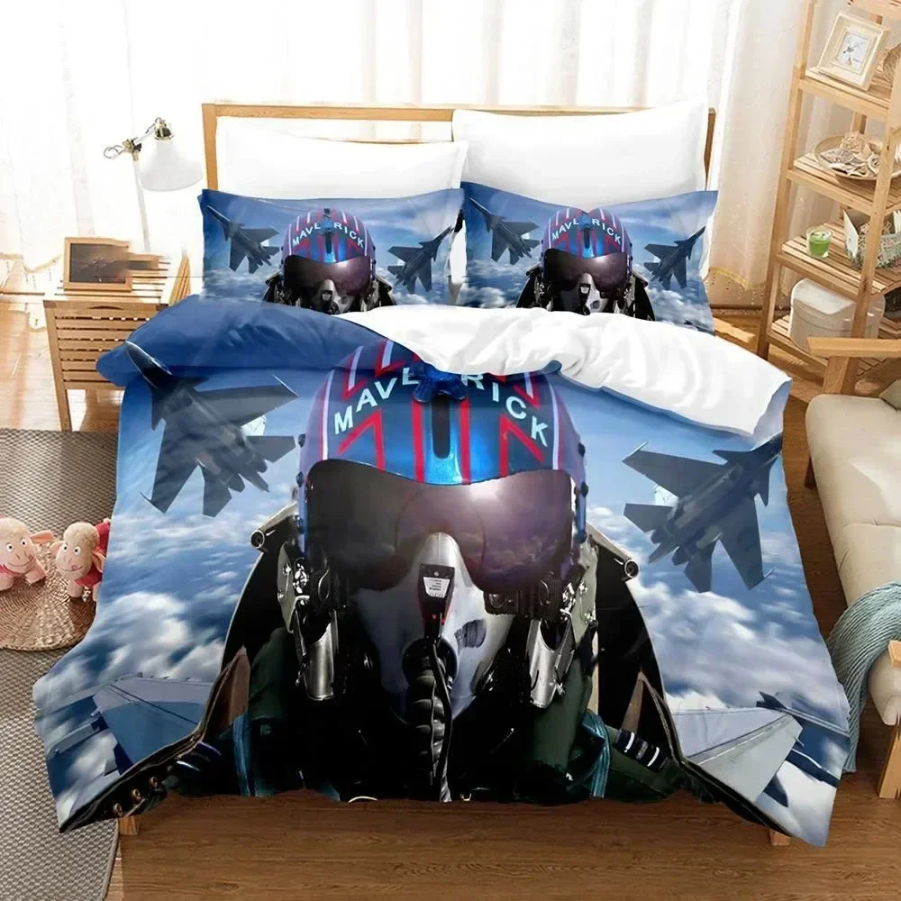 

New 3D Print Top Gun Maverick Comfortable Duvet Quilt Cover Pillowcase Bedding Set Children Bedroom Decoration Home Textile