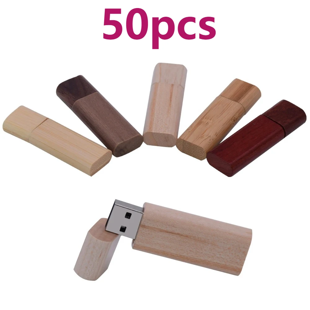 

50PCS LOT Wooden USB Flash Drive 128GB Free Custom Logo Memory Stick 64GB Creative Gift Box Pendrive 32GB Real Capacity U Disk