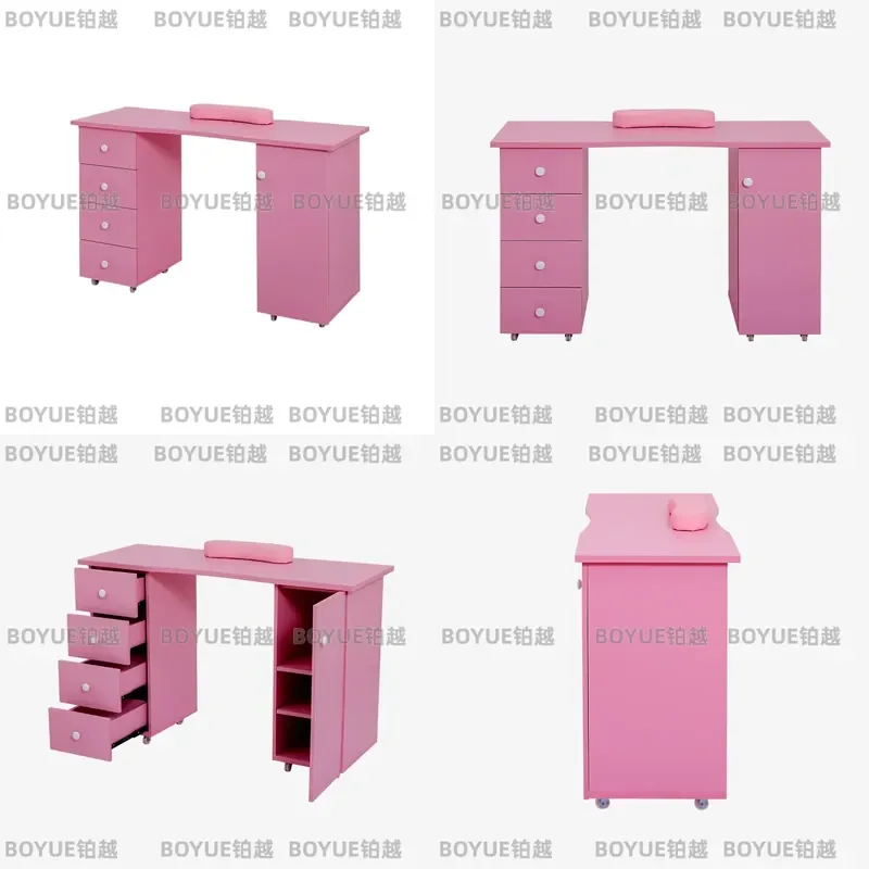 Beauty shop manicure table pink commercial board with hand pillow drawer manicure work table
