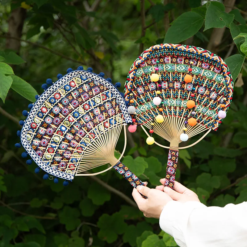 Hand-woven Bamboo Fan, Ethnic Minority Zhuangjin Fan, Miao and Dai Group Fan, Kindergarten Activity Manual Material Packaging
