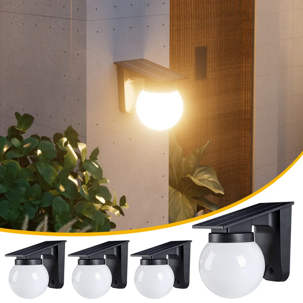 Solar Sphere Wall Lights Outdoor IP65 Waterproof Round Ball Garden Lights for Fence Patio Yard Atmosphere Pathway Decoration