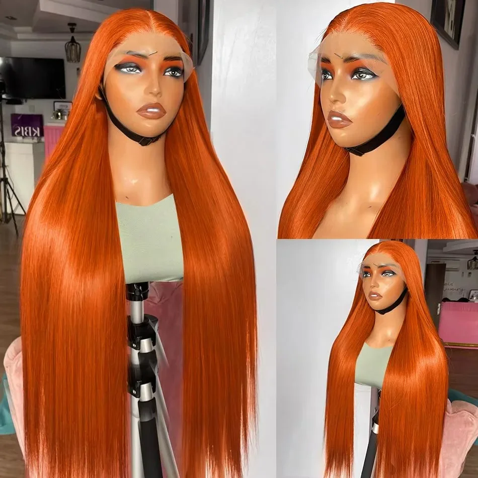 Silkwave 36 Inch Bone Straight Ginger Orange 13x4 13x6 HD Frontal Wig Human Hair Colored Wigs Preplucked For Women 200 Density