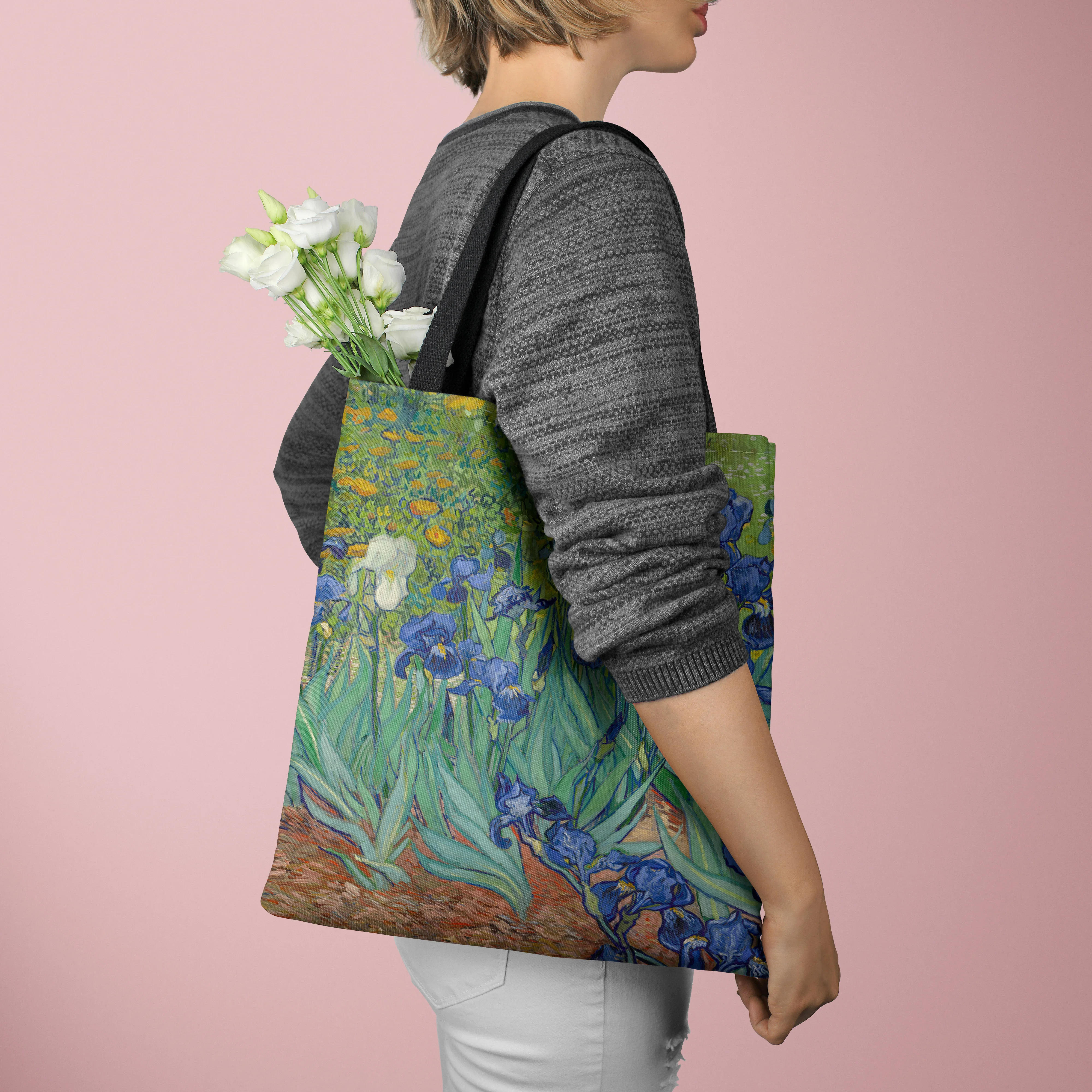 Canvas Bag The Van Gogh Series Print Canvas Bag, Lightweight Shoulder Bag, Versatile Shopper Bag, Holder Handbag