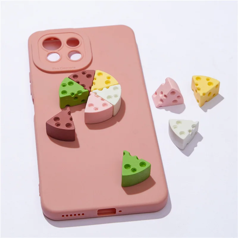 5pcs 3D Kawaii Mini Cheese Cake Planar Resin Flatback Embellishments for Bows Scrapbooking and Crafts DIY Phone Case Decoration