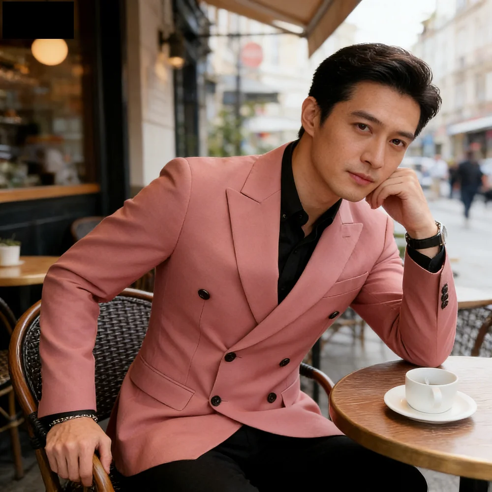 

Business Double Breasted Blazer New Long Sleeve Blazer Regular Length Stretchy Blazer 3XL Professional Workwear