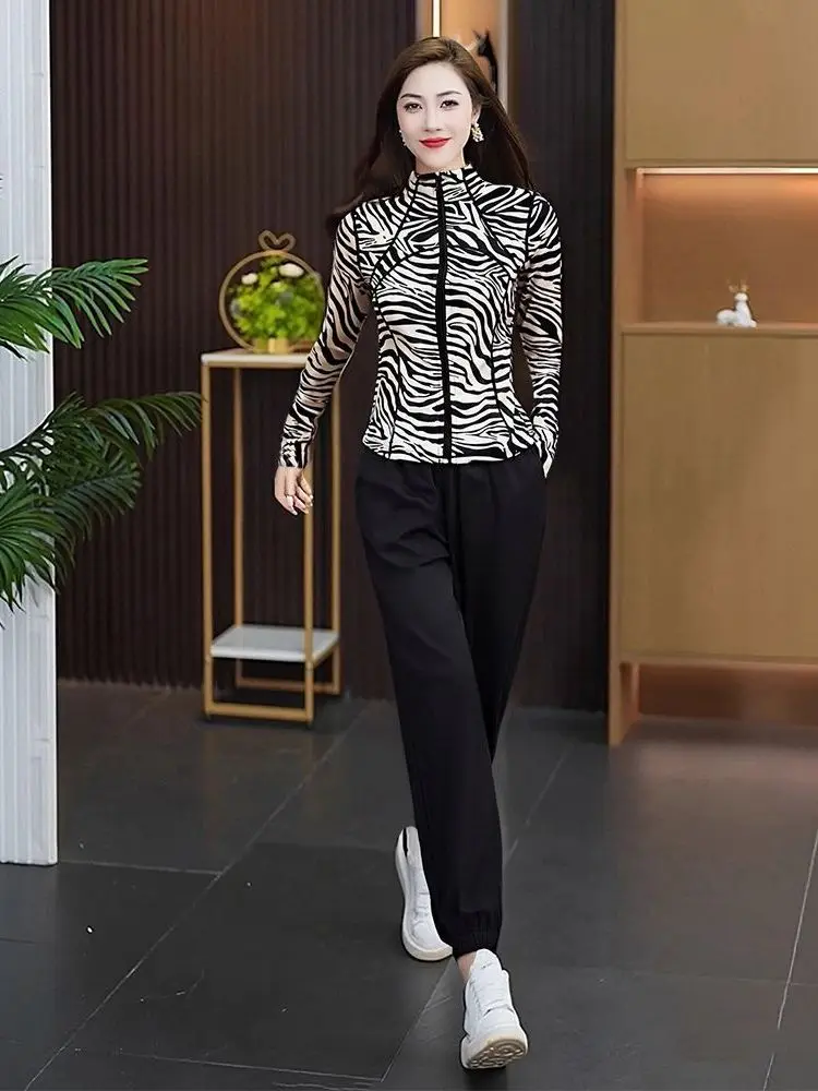 

Женский комплект одежды для йоги Qui Dry Fitn, весенний модный тренировочный джинт для бега, брюки Long Sve, комплект из двух предметов на молнии