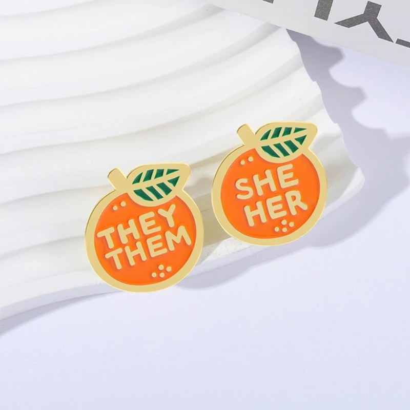 Lucky Fruit Brooch with Gender Pronouns for Fashion Accessory Jewelry