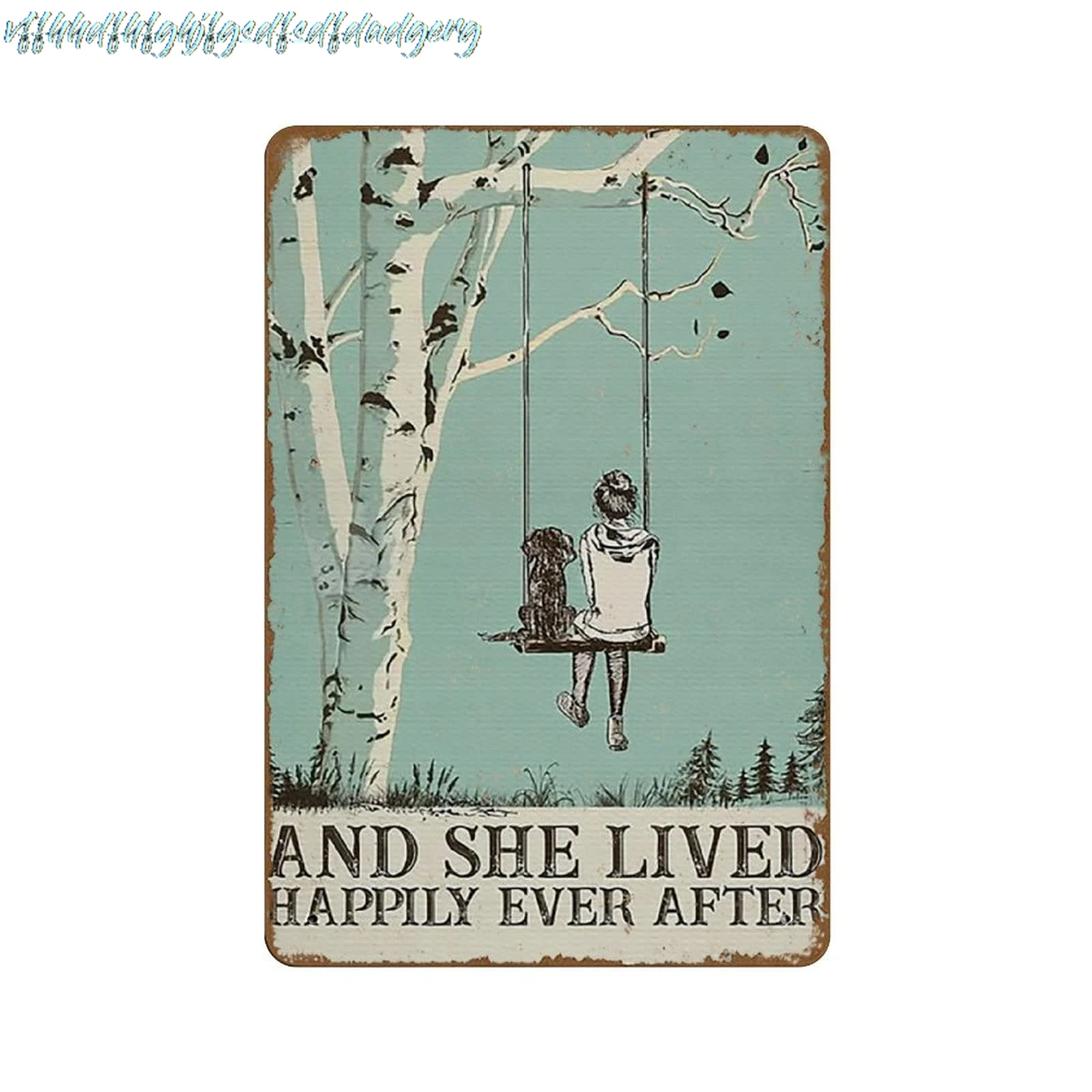 and She Lived Happily Ever After Vintage Dog & Girl Novelty 8x12 Tin Sign Wall Funny Man Cave Cool Wall Door Plaque New War sign