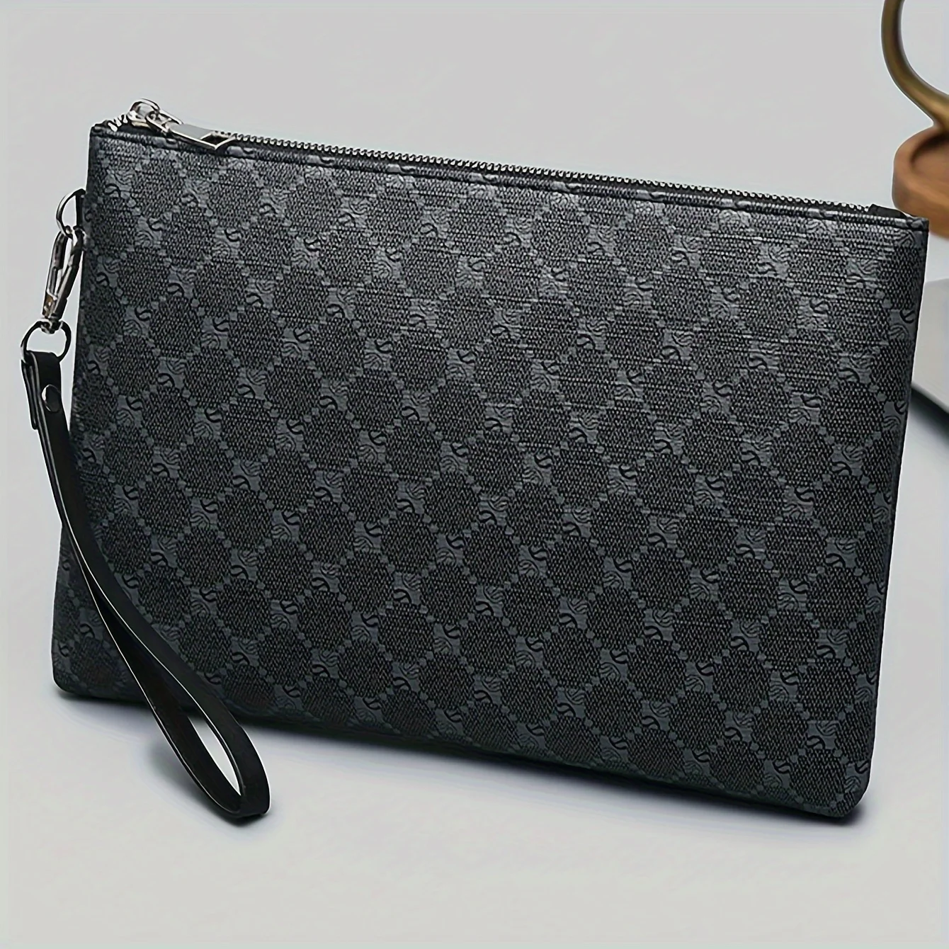 Pu Fashion Men's Clutch Bag Business Large Wallet Wrist Bag Large Coin Purse Storage Bag