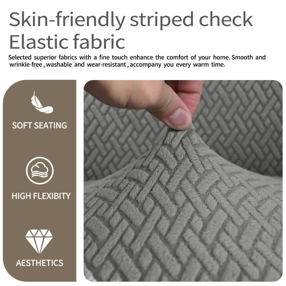 High-elastic Hotel Dining Chair Cover Curved Anti-slip Seat Cover Jacquard Dust-proof High Armchair Cover