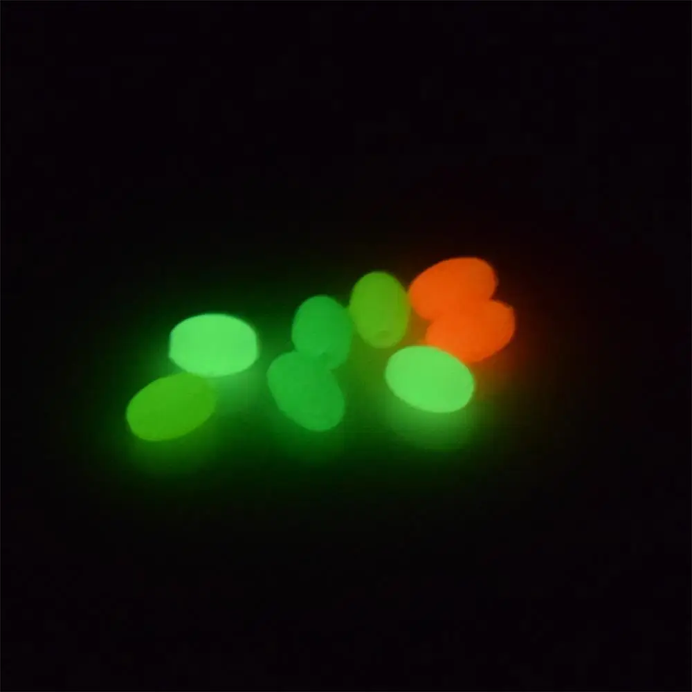 100 pieces/bag Fishing Space Beans Night Glow Beads Anti slip Luminous Fishing for Salt Water and Freshwater