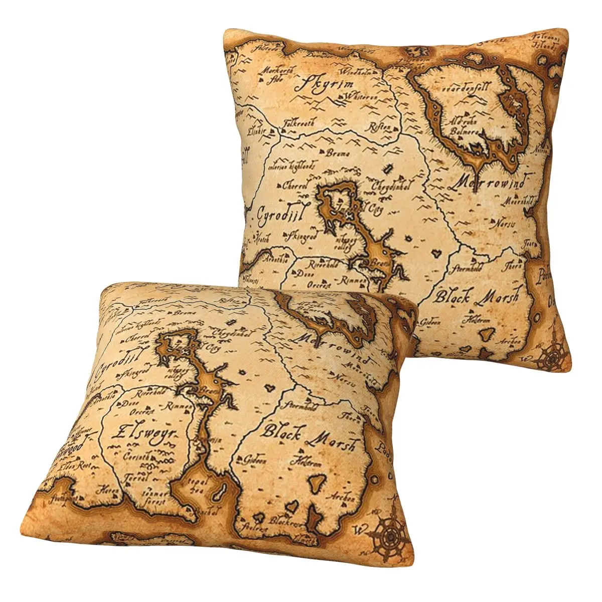 Mapa de Tamriel - Elder Scrolls Iv Oblivion 2 piezas Funda de almohada cuadrada Funda de almohada Cojín Almohada cómoda para sala de estar