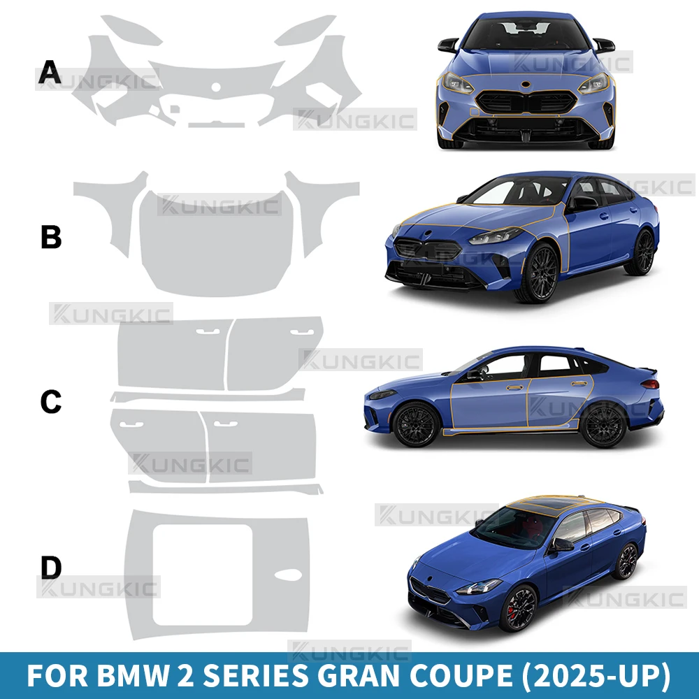 

For BMW 2 Series Gran Coupe F74 2025 TPU Paint Protection Film Body Sticker Anti-scratch Protective Transparent PPF Accessories