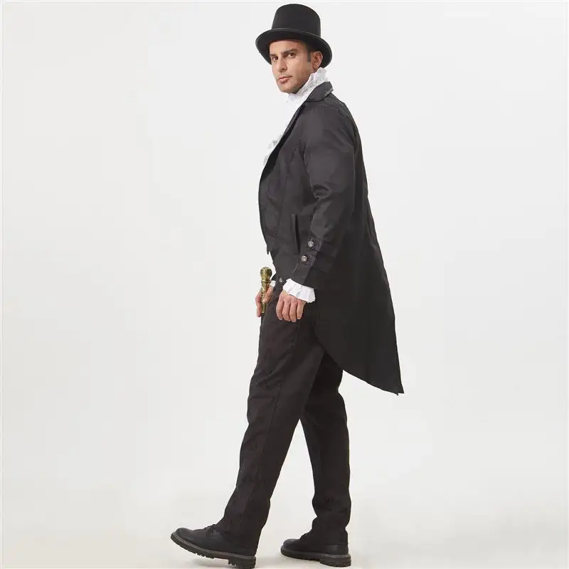 Loween Costume gothique Tailcoat Vintage Patchwork Costume ensemble Cosplay Tailcoat femmes ethnique Costume scène Costume