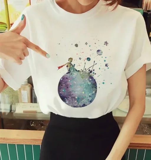 T020     Tee Women T-shirt Summer Short Sleeve Print Clothes Graphic T Shirt Clothing Fashion Female Top