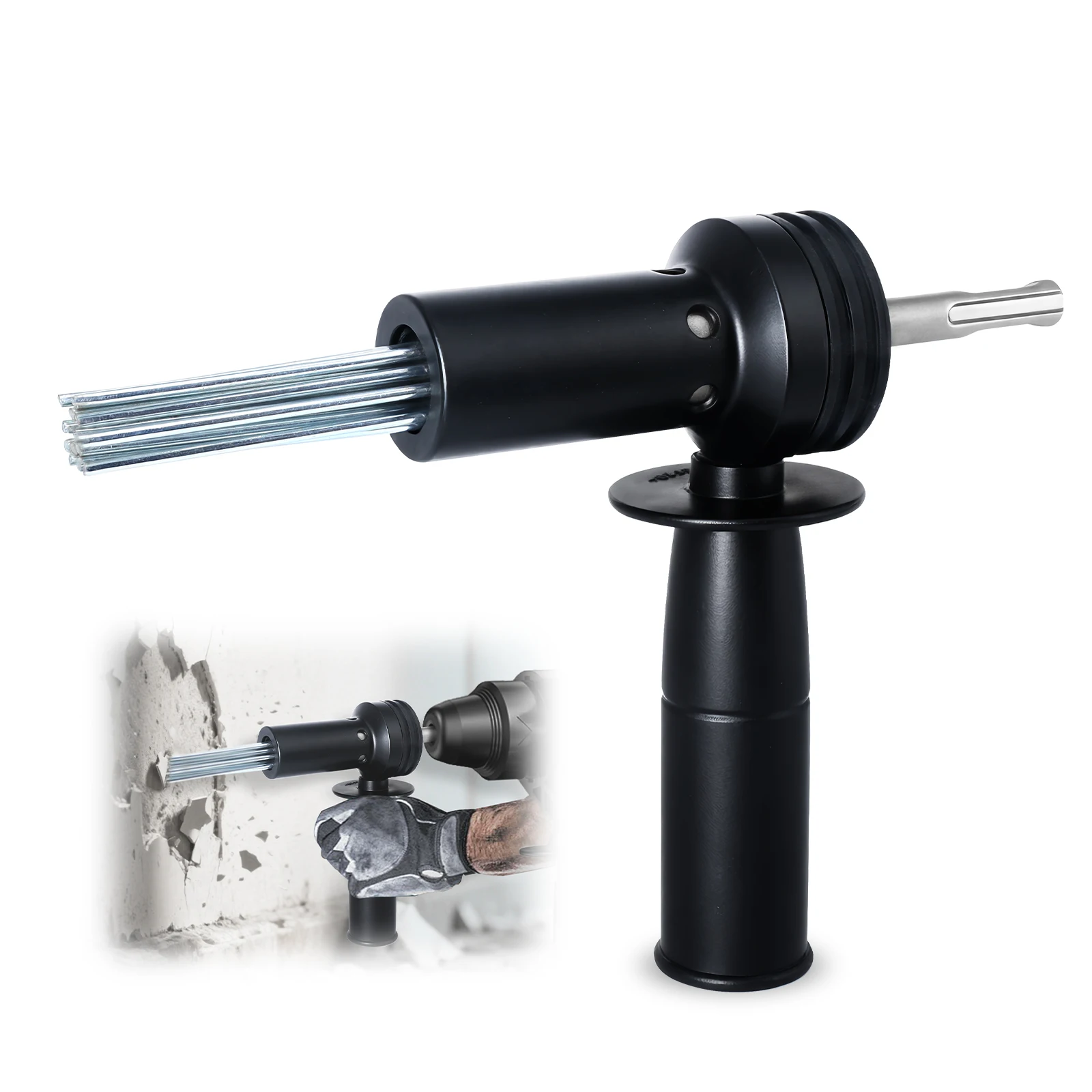 SDS Plus Electric Hammer Needle Scaler Adapter for Rust Removal Concrete Drilling Tile Installation