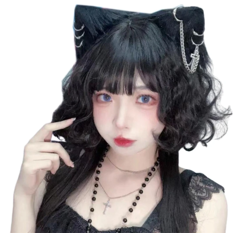 Épingles à cheveux d'oreille de chat en peluche Anime, style punk, pompon, épingle à cheveux croisée, costume de cosplay, barrettes pour cheveux, adolescents ouvertement