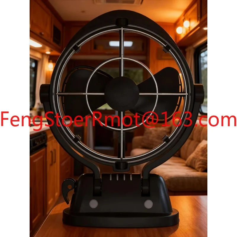 RV fan, easy to install 12 and 24 volt 360 degree rotation, black or white, with remote control, caravan fan