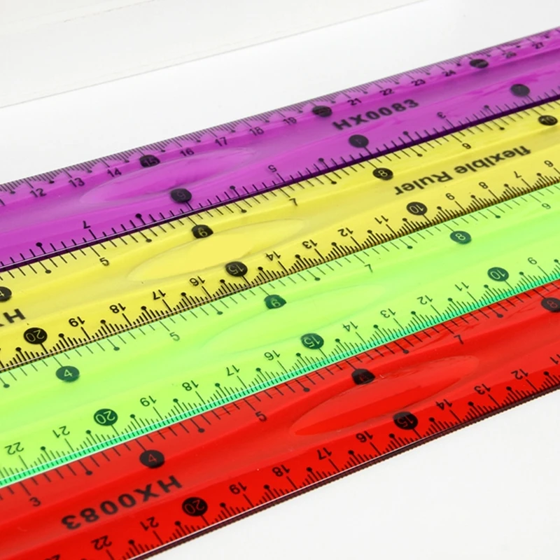 30cm Flexible Ruler Straight Ruler Bendable Ruler Colourful Ruler Measuring Tool Soft Ruler School Office Supplies D2RC