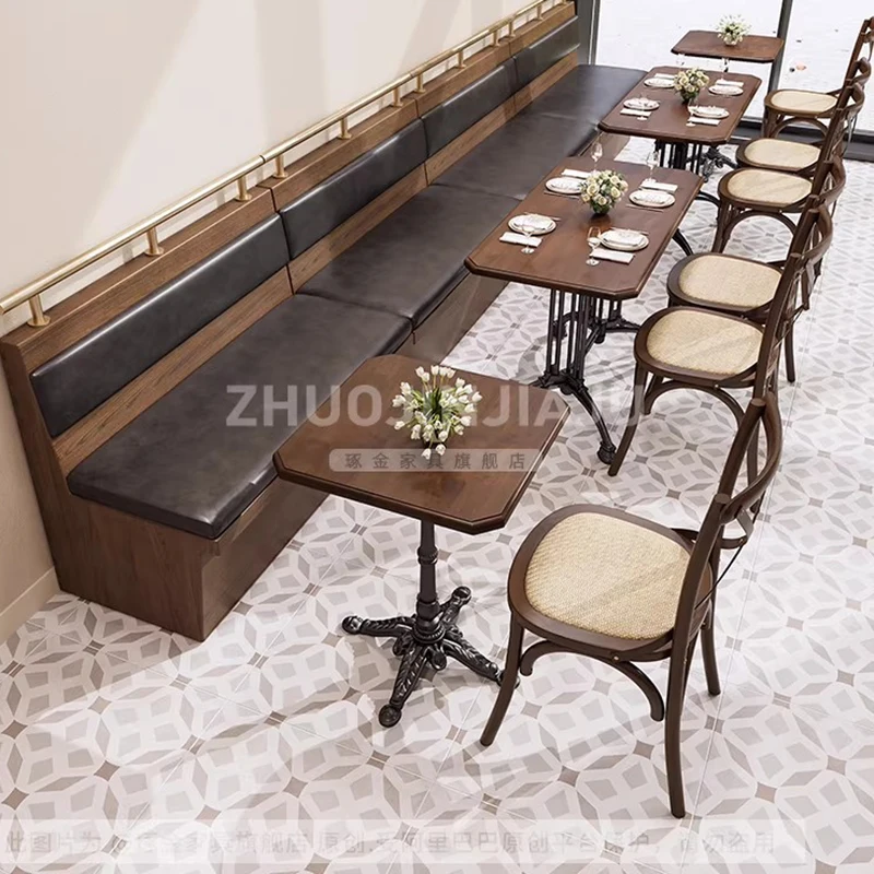 Nordic Creative Café Tables Modern Coffee Shop Western Restaurant Booth Solid Wood Table Chair Set Commercial Furniture FYCT