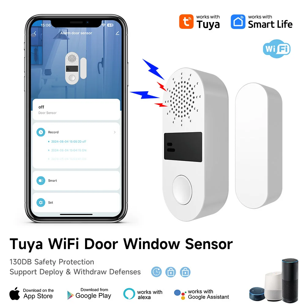 

Graffiti WiFi door magnetic alarm wireless sound and light dual alarm mobile app remote alarm door and window sensor