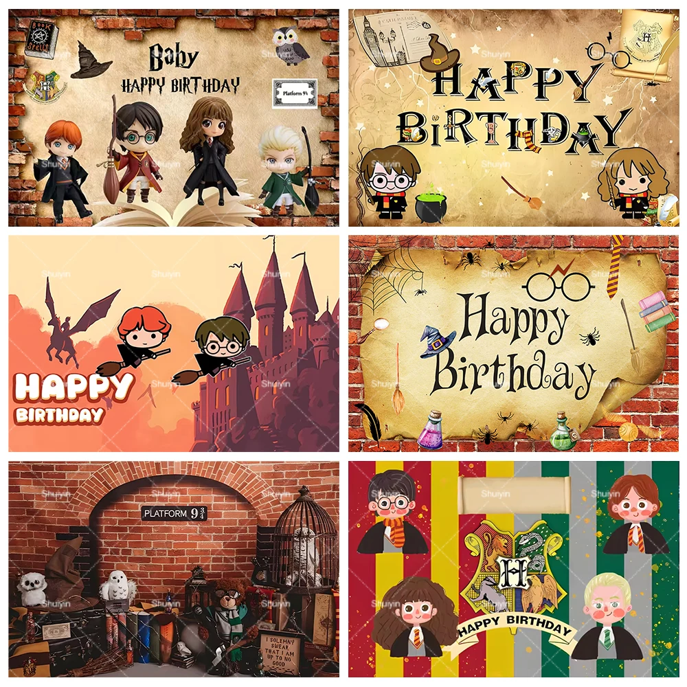 

Harry Potter Theme Wizard Background Kids Boy Birthday Party Photography Backdrop Custom Magic Academy Banner Vinyl Photo Poster