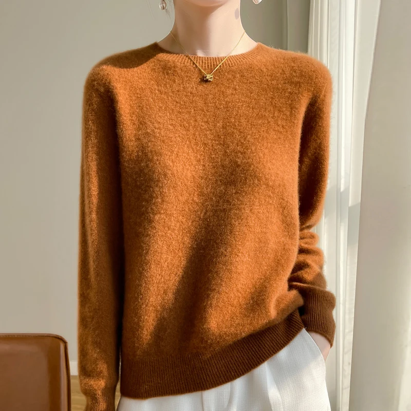 2024 New Cashmere Sweater Women Autumn Winter Solid Long Sleeve Loose Pullover Tops Casual Cashmere Sweater Women