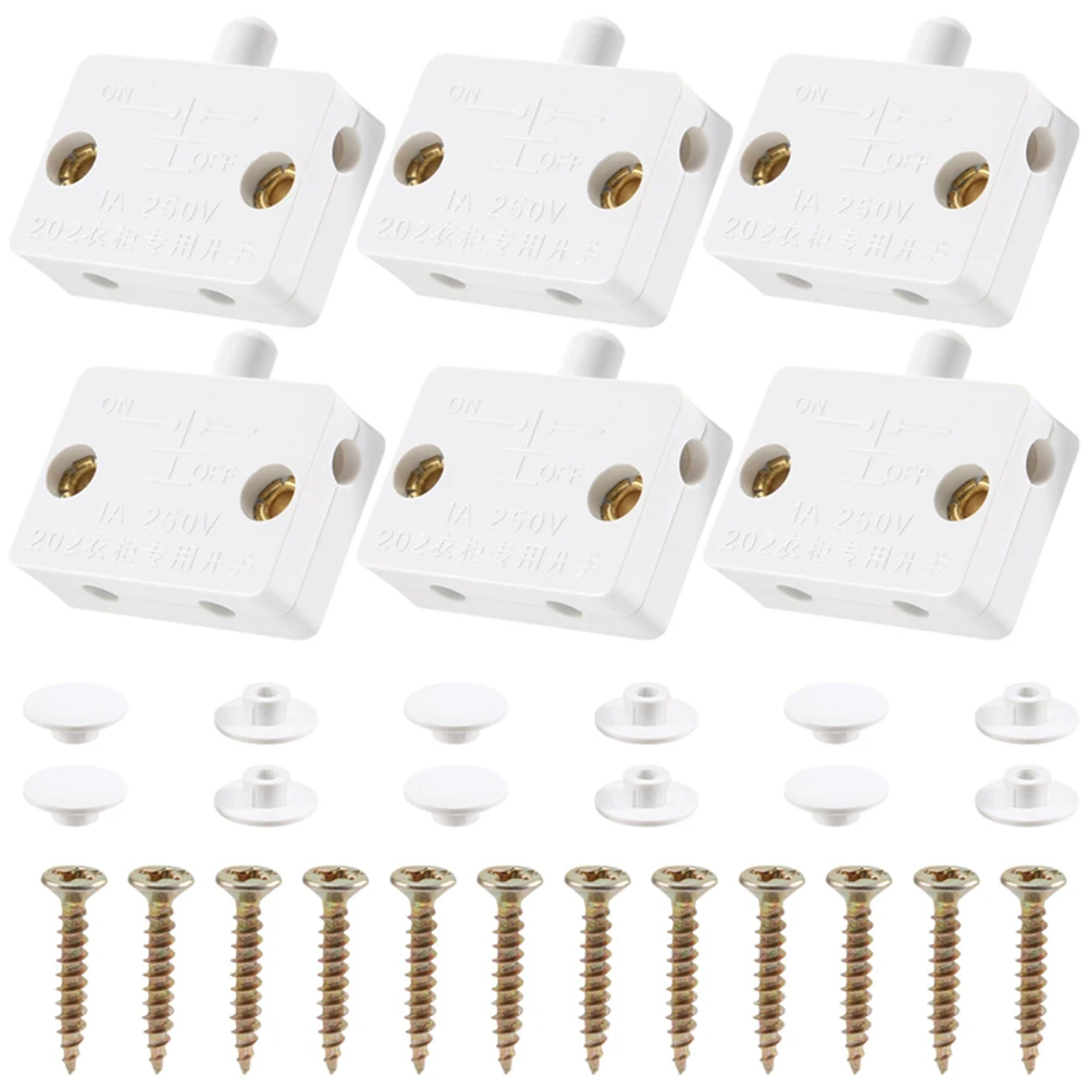 

6pcs Normally Closed Cabinet Door Lamp Wardrobe Closet Electrical Light Switches 33x23x10mm Switch Accessories