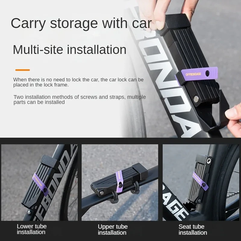 OFFBONDAGE Bicycle Lock Foldable Bike MTB Road Fold Lock High Security Anti-Theft Scooter Electric E-Bike Bicycle Accessories