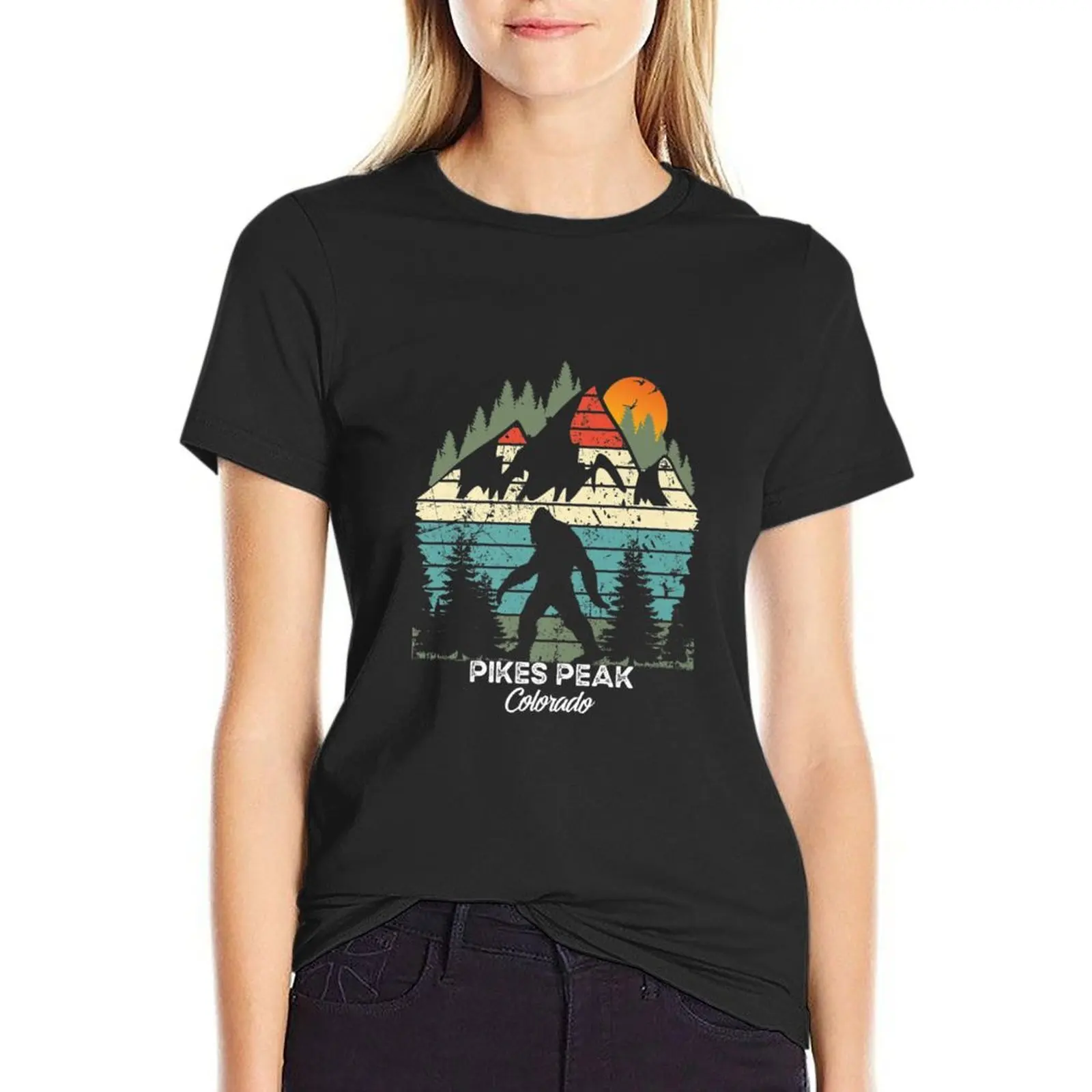 

Vintage Pikes Peak Colorado National Park Retro 80's Premium T-Shirt oversized Female clothing t shirts for Women loose fit