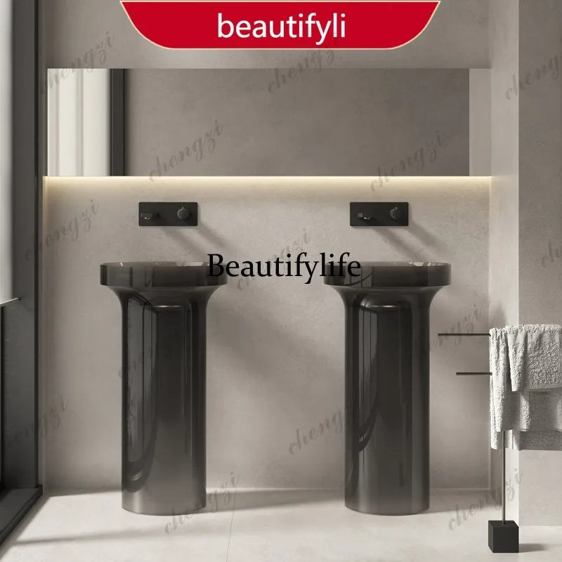 Art transparent washbasin Floor-to-ceiling column basin Bathroom washbasin  A17