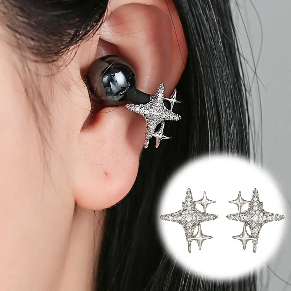 2 Stück personalisierte Ohrclips mit Strass-Bling, kleine Stern-Ohrclips mit Strass-Schnalle, vielseitige Verzierung