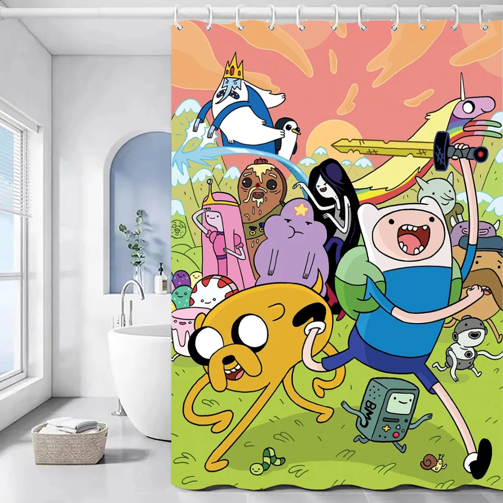 A-Adventure Time Bathroom Curtain for Shower Curtains in the Bathroom Accessories Set Bath Sets Waterproof Fabric European Home