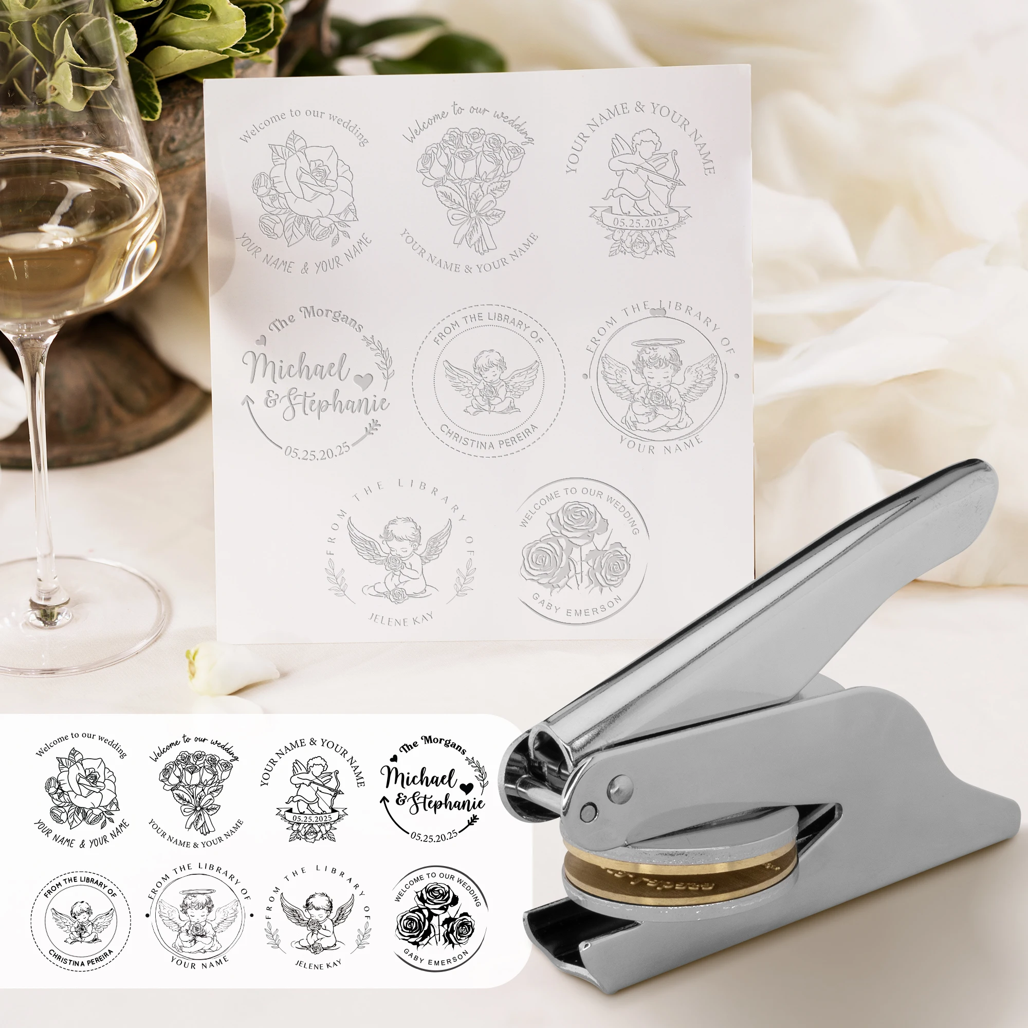 Custom Embosser Stamp LOGO DIY Personalized Book Embosser Seals for Letter Head Wedding Envelope Graduation Christmas Decora