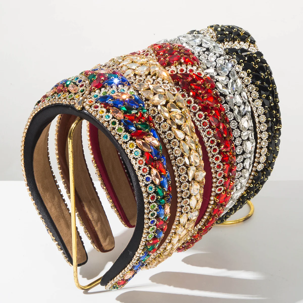 

Heming headband fashion trend new inlaid with diamonds wide edge crown headband femininity high cranial top hair accessories