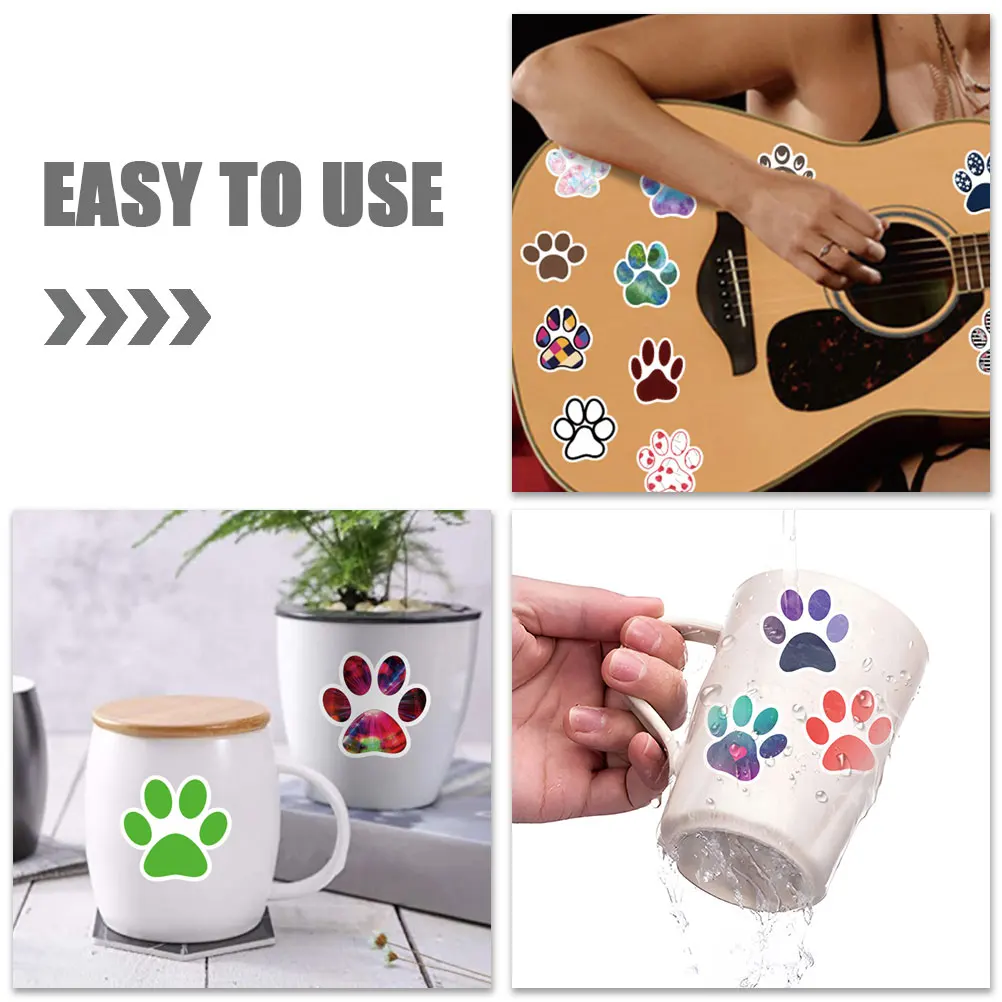 

60pcs Dog Paw Stickers Cartoon Graffiti Water Bottle Scrapbook Diy PVC Cute Claw Print Decorative Pattern Stickers