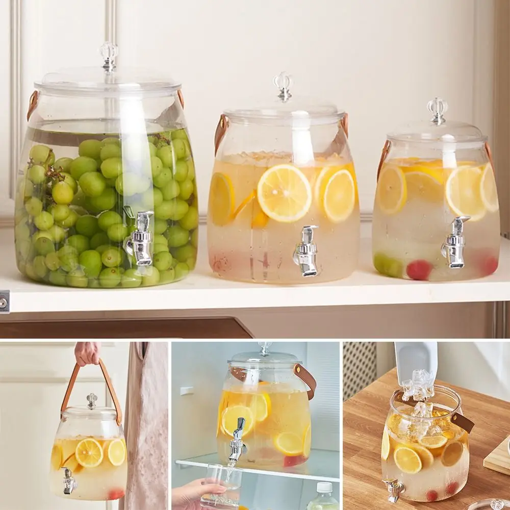 3/5/9L Large Capacity Summer Cold Water Kettle with Tap Clear Fruit Tea Cold Brewing Kettle Drink Dispensers Refrigerator