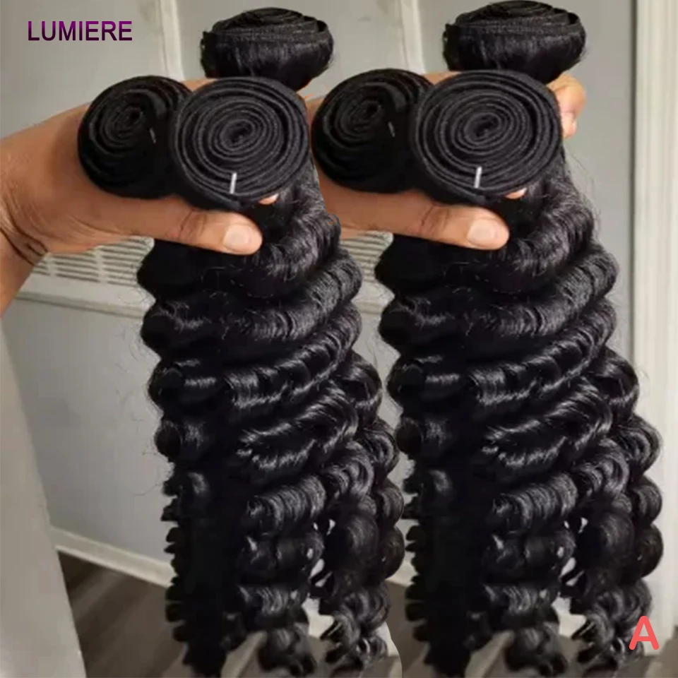 

8-40” 100% Virgin Raw Deep Curly Water Wave Human Hair Bundles 1/3/4 PCS Natural Black Brazilian Hair Weave Bundles Hair Extensi