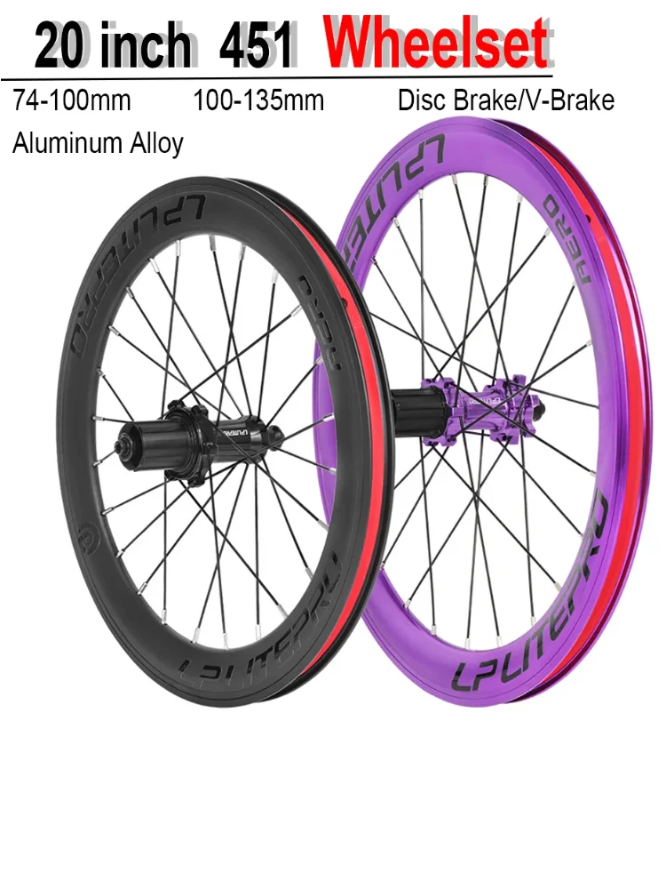 AliExpress New Logo MEROCA Folding Bike Wheel Sets, 20-Inch 406/451/349 Aluminum Alloy 40MM Height Deep-Section Rim Hub with Bearing Hubs