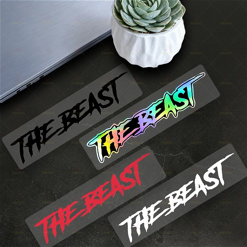 Confezione combinata di 2 dimensioni THE BEAST Adesivo moto impermeabile per caschi moto Serbatoi carburante Corpo bicicletta Decalcomanie universali in vinile