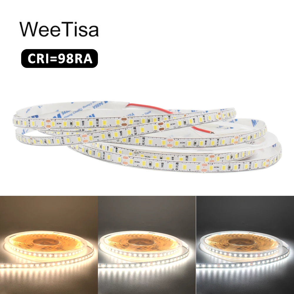 2835 SMD LED Strip 24V 5M 10M Full Spectrum Tape Lamp 120LEDs Warm Cool White Ra98 High Brightness Flex Ribbon Kitchen Lighting