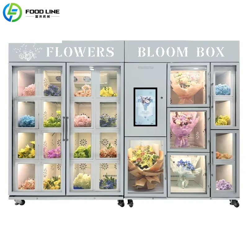 Customize 24pcs Locker Commercial Intelligent Flower Vending Machine Compressor Cooling 21.5
