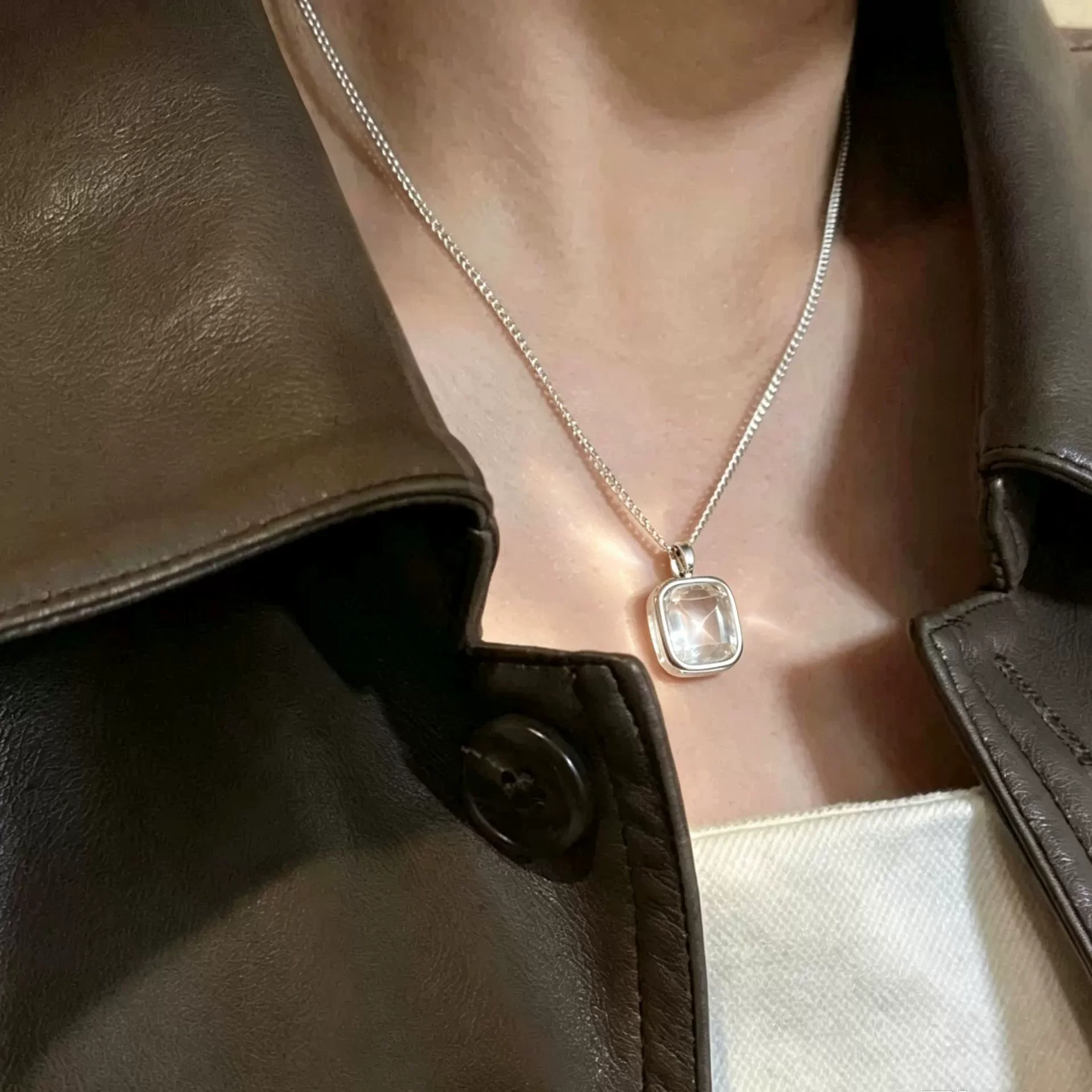Women's 925 Sterling Silver Bead Geometry Necklace, Korean Design