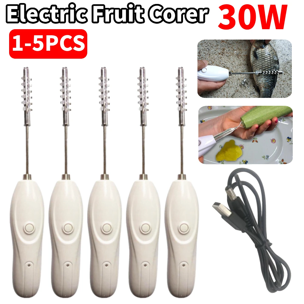 Electric Fruit Corer Electric Scale Scraper Egg Beater Rechargeable Vegetable Core Digger Remover Wear-resistant Rotating Cutter