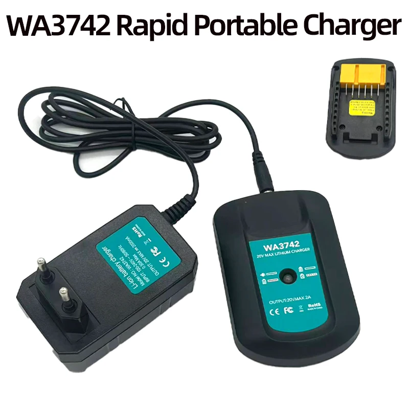 

WA3742 Quick Replacement Charger LED Portable Charger Compatible for WORX 20V Lithium Battery WA3512,WA3578,WA3732,WA3875,WA3881